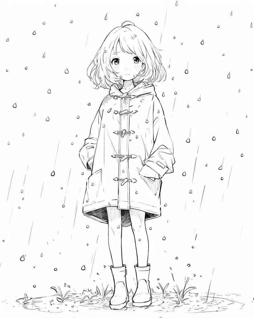 雨の中の少女