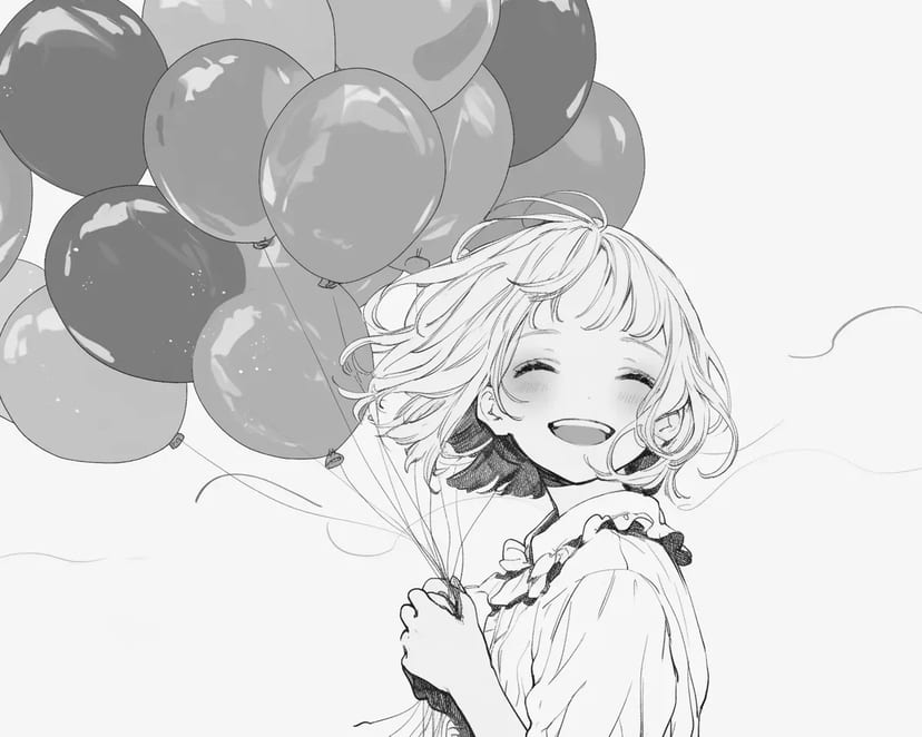 風船と少女