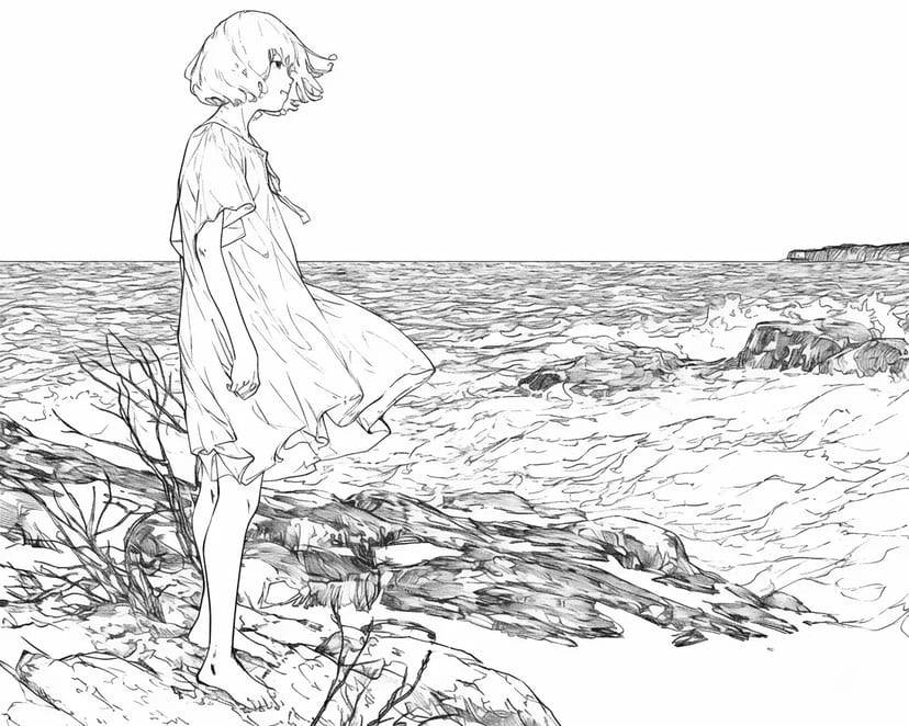 海を見つめる少女