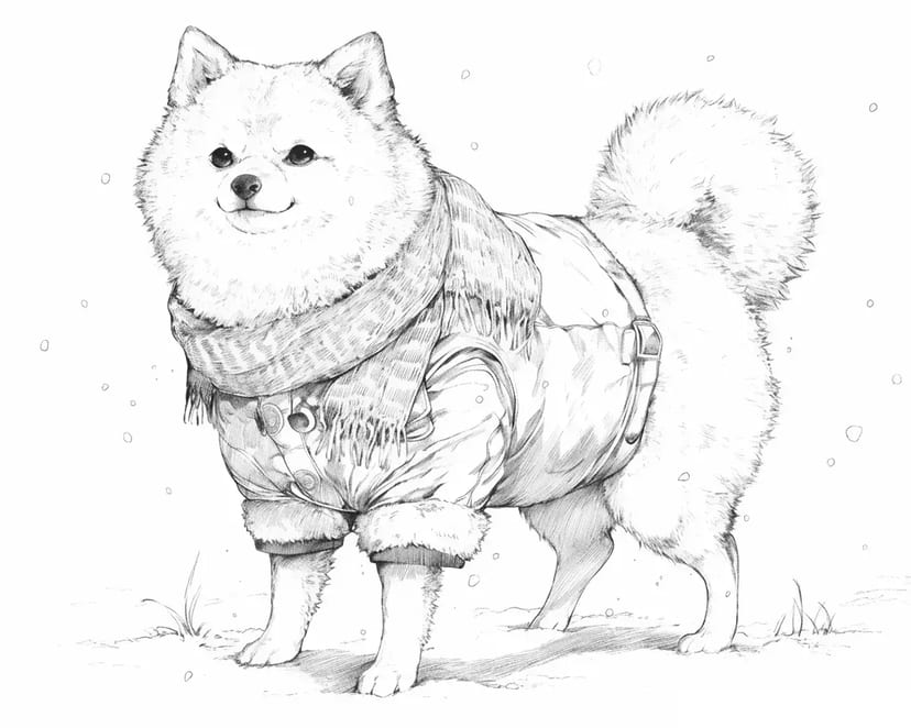 冬のふわふわ柴犬