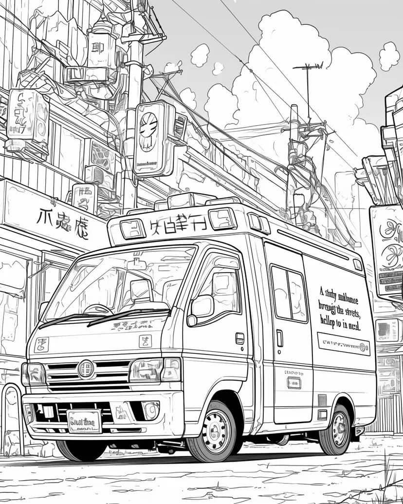 街中を走る小さな救急車