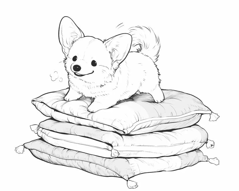 Chiot sur Coussins Moelleux