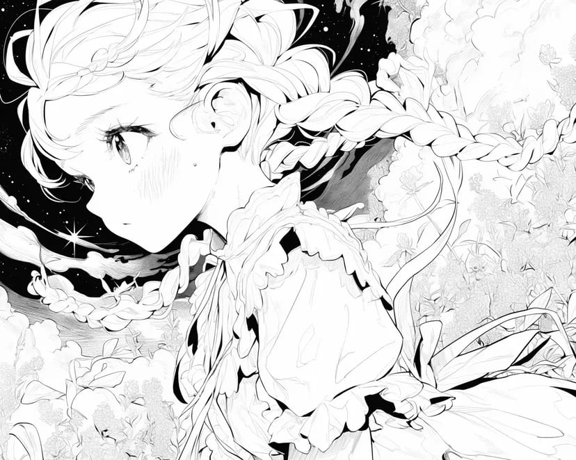 星空を見つめる少女