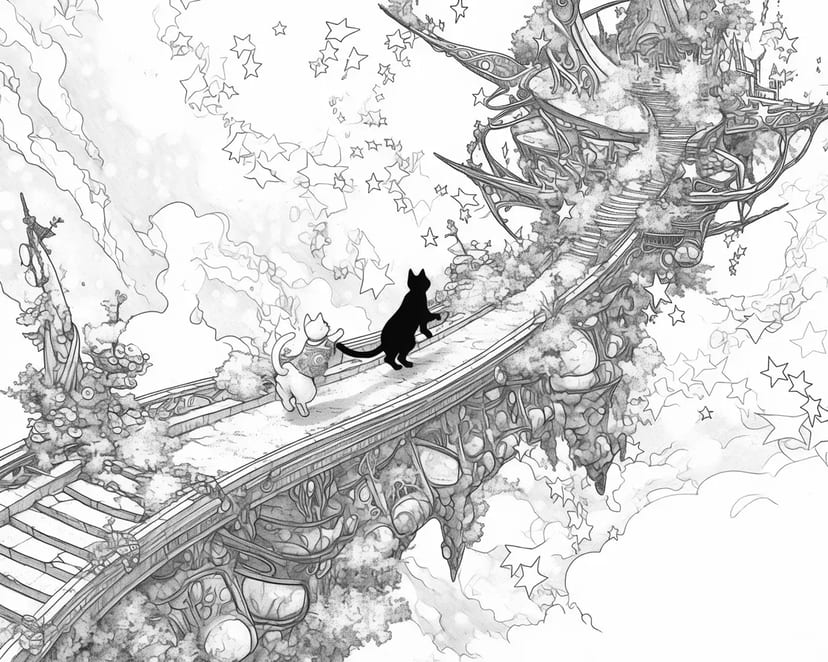 Chats Marchant sur le Pont des Étoiles