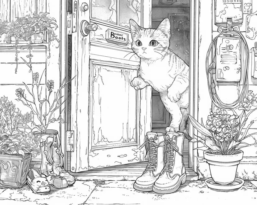 好奇心旺盛な猫とブーツ