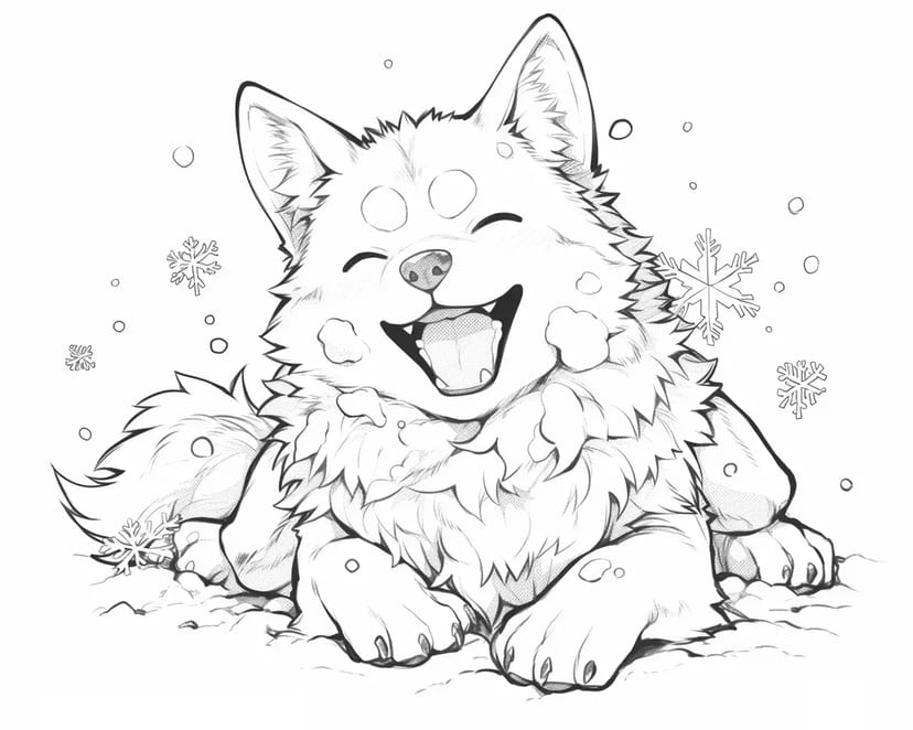 Chiot Joueur dans la Neige