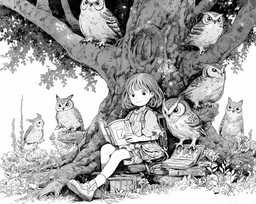 フクロウたちと読書の時間