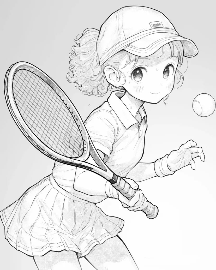 テニスを楽しむ少女