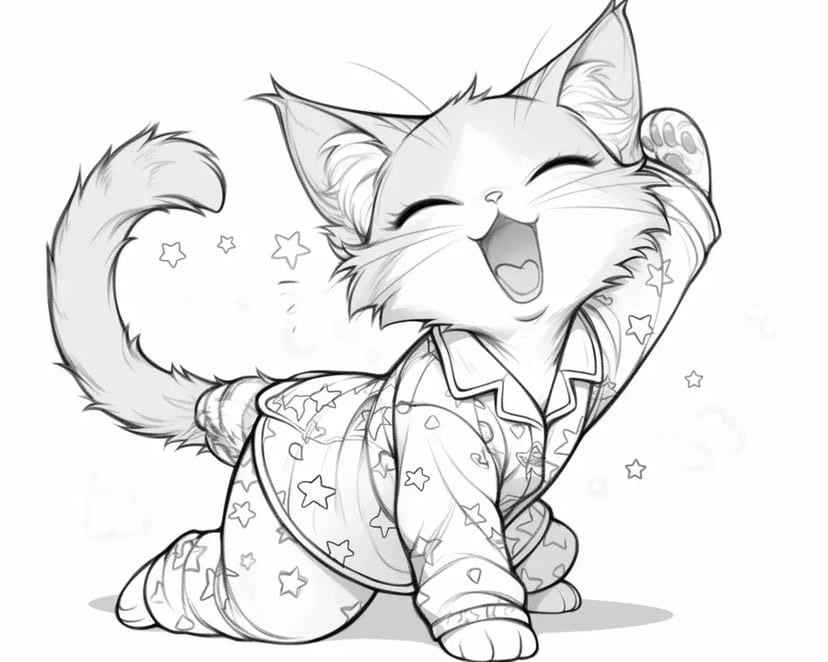 パジャマ姿のかわいいネコ