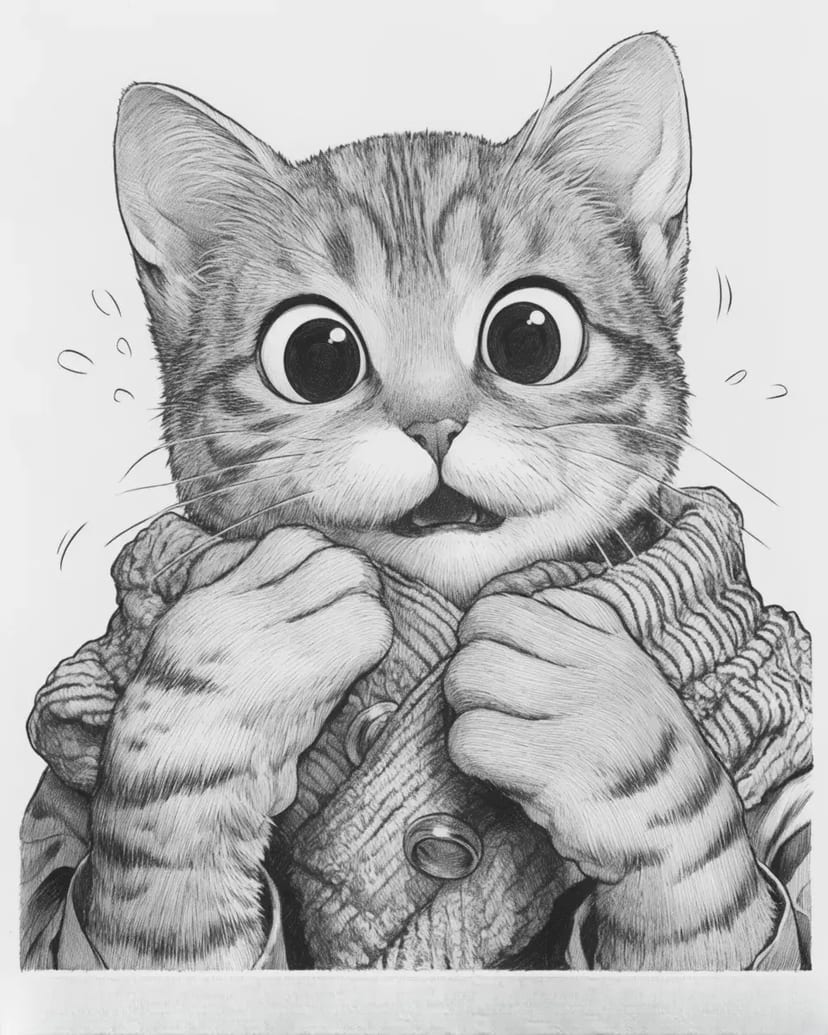 驚いた猫の初めての手袋