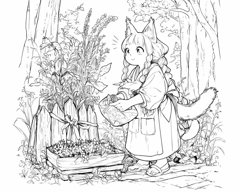 森の妖精と花畑