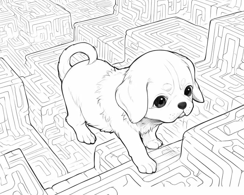 迷路の中の子犬