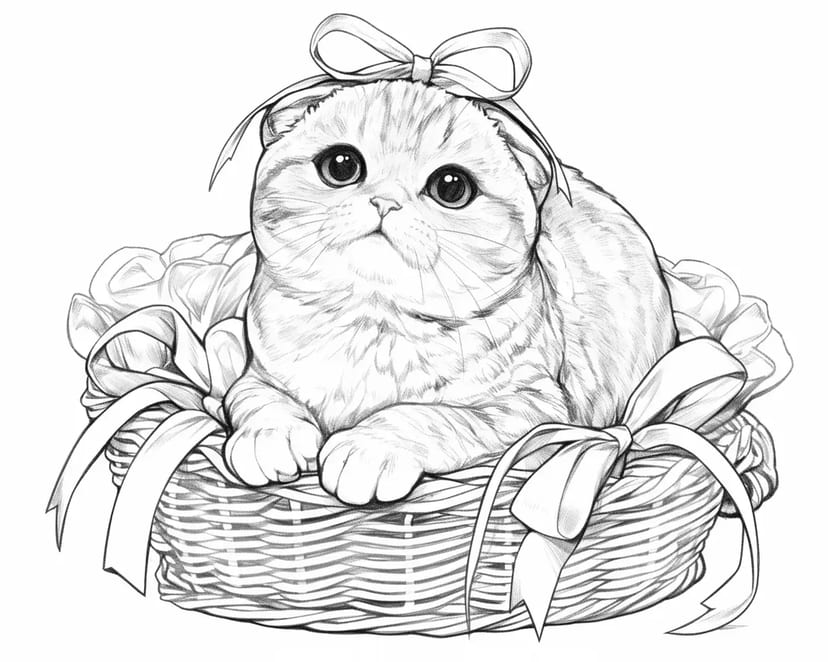 Kucing Berbulu dengan Pita