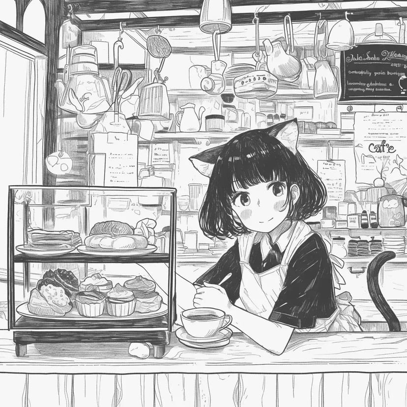 猫耳カフェの店員さん