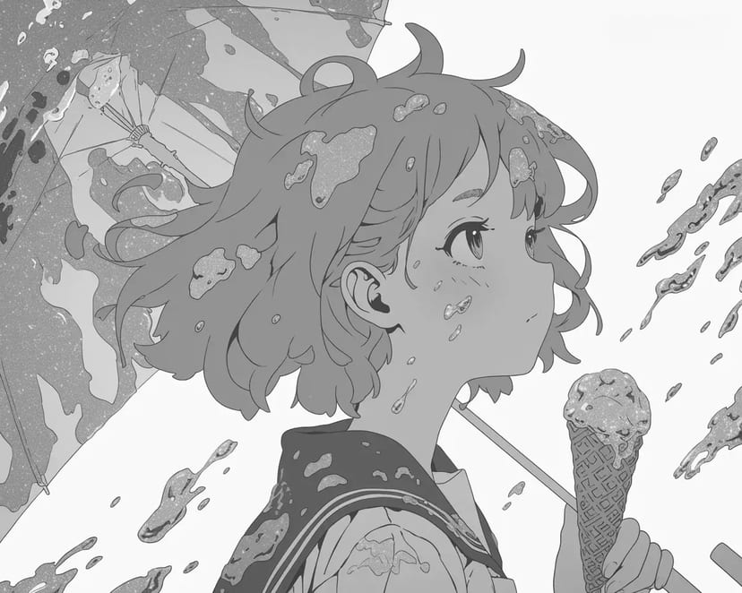 雨の中のアイスクリーム