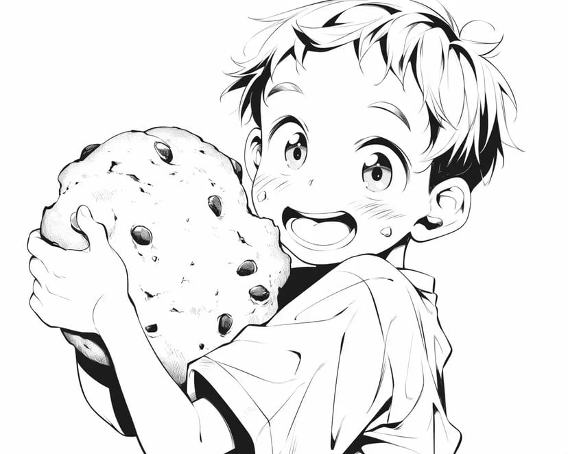 クッキーを抱える少年