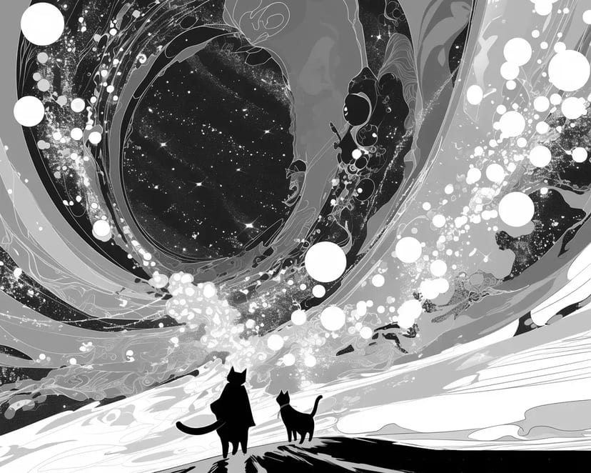 星空の下の猫たち