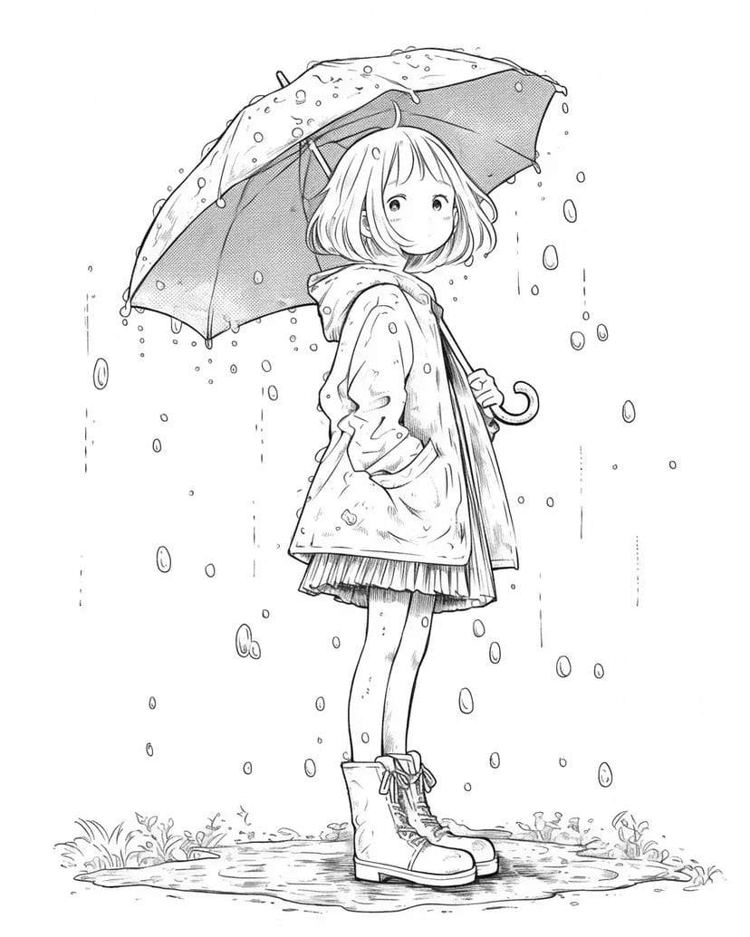 雨の日の少女