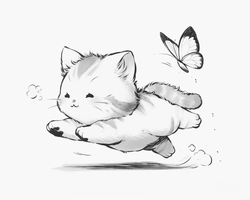 Anak Kucing Munchkin Mengejar Kupu-Kupu