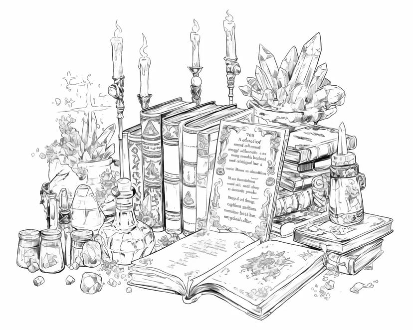 魔法の書と水晶