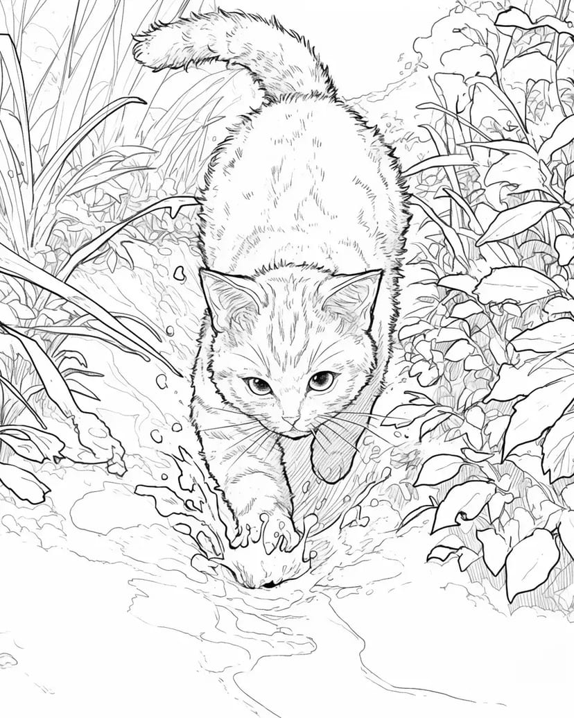 泥を歩く猫