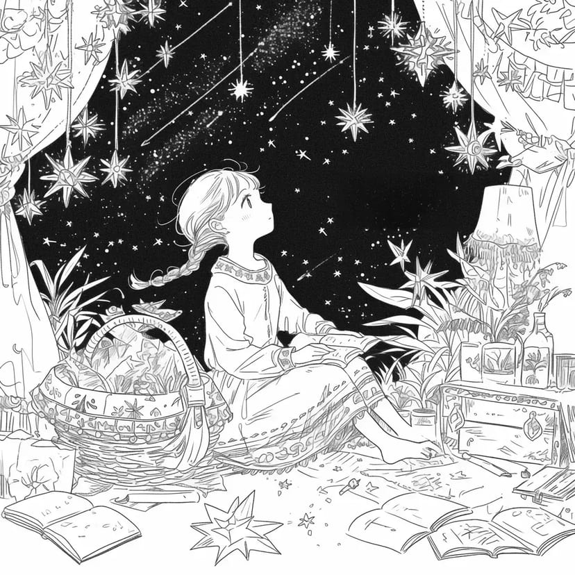 星空を見上げる少女