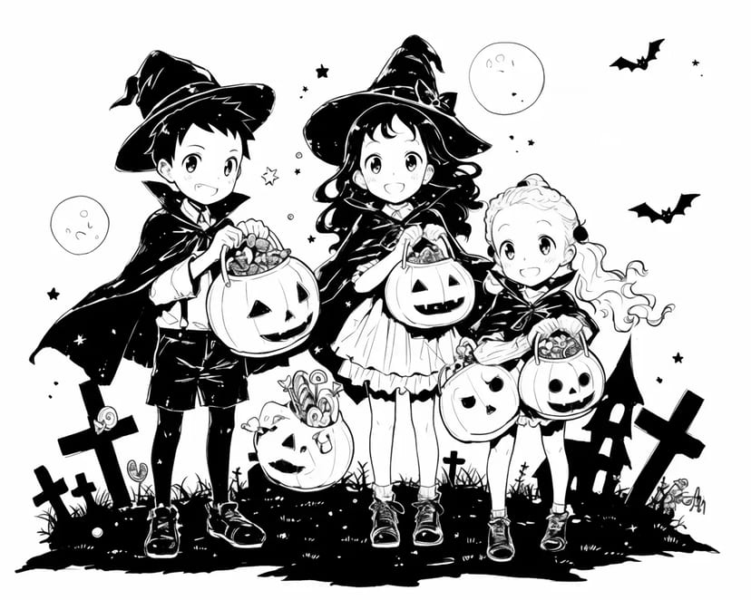 ハロウィンの夜の子どもたち