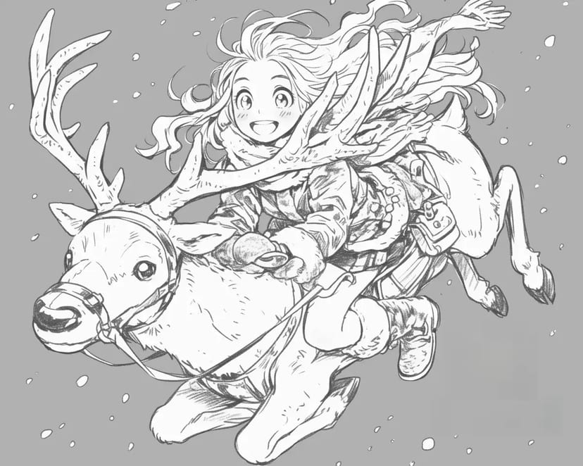 空を駆ける少女とトナカイ