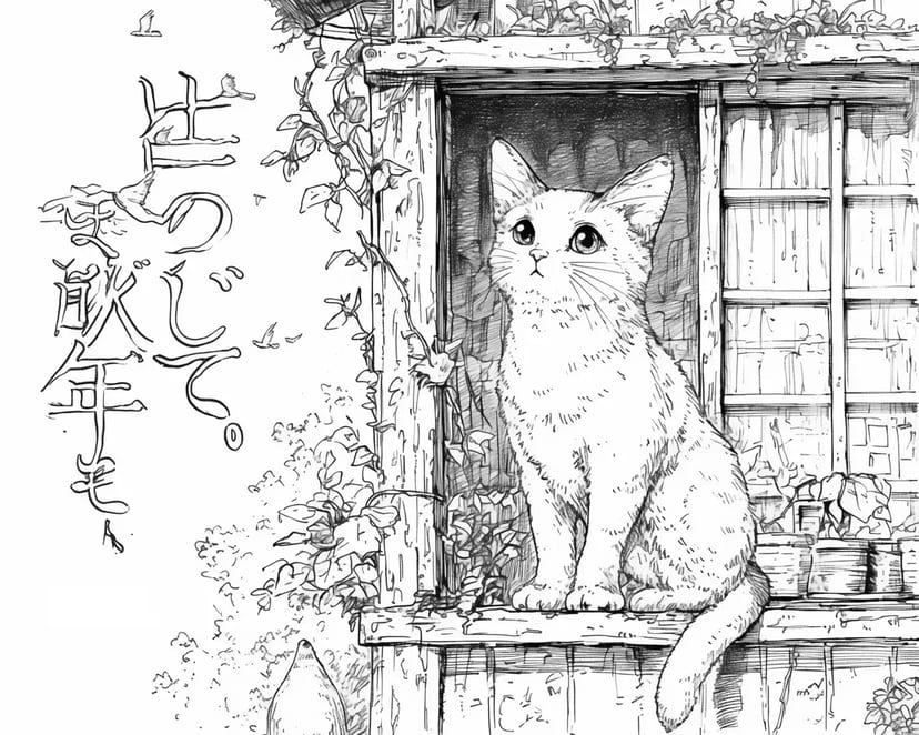 窓辺の好奇心いっぱいの猫