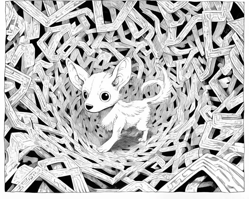 迷路の中の子犬