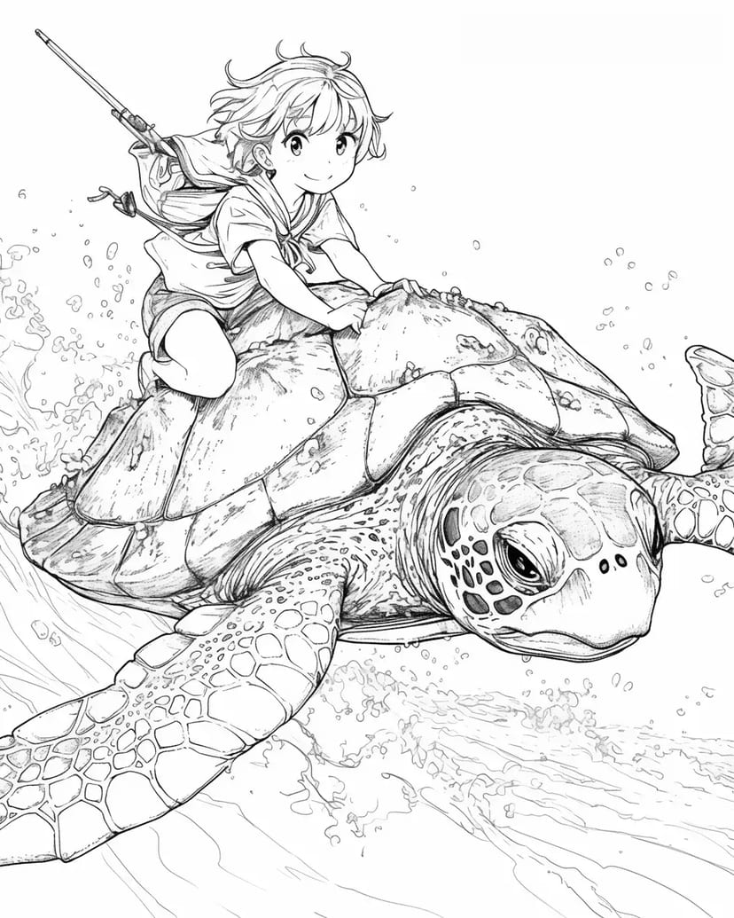 巨大なカメと冒険