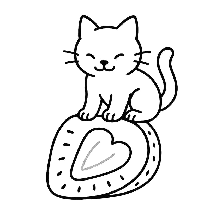 いちごの上のかわいいねこ