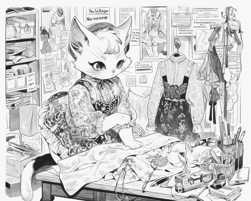 猫のデザイナーのアトリエ