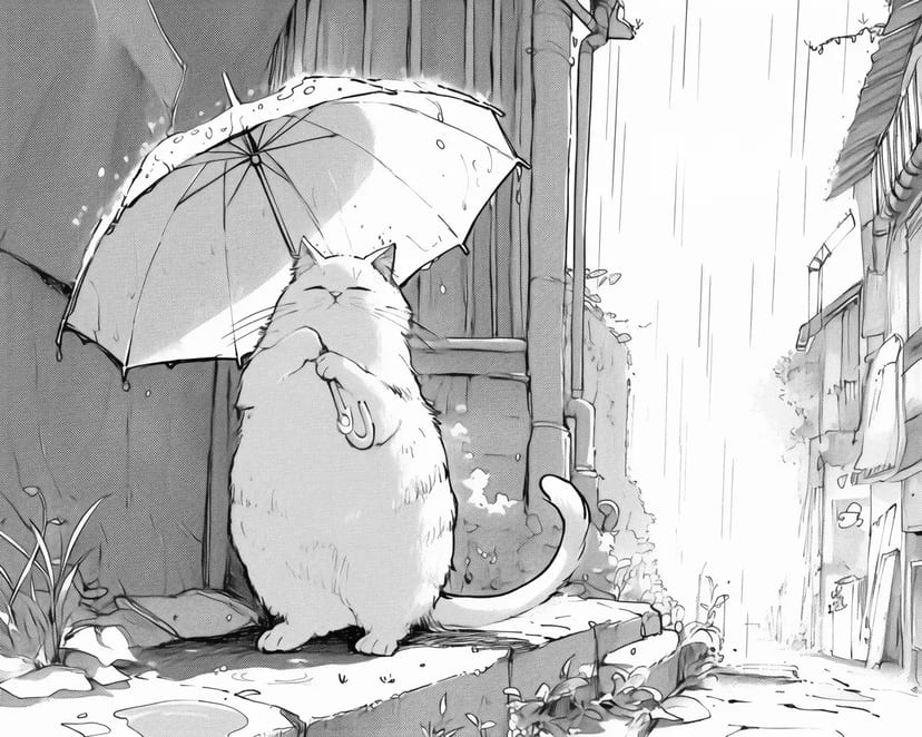 雨上がりの猫