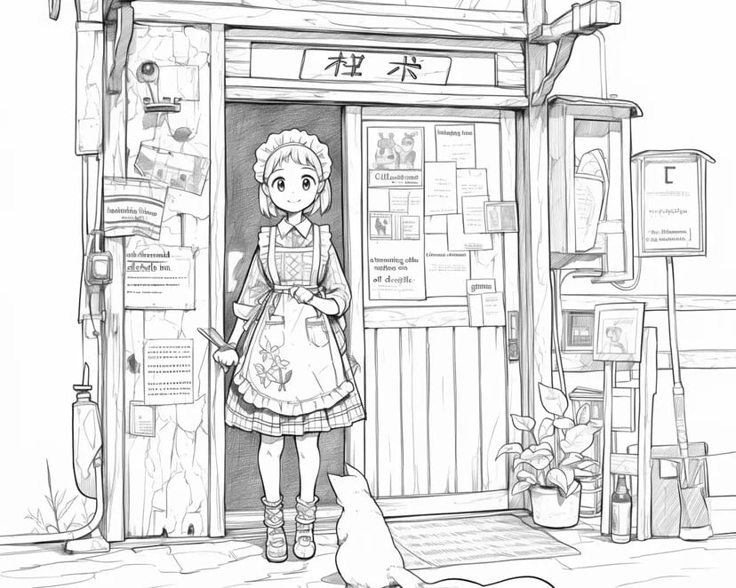 小さなカフェと少女