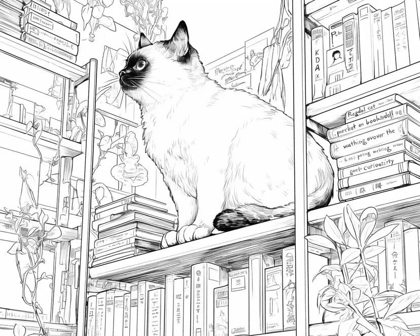 本棚の上の猫