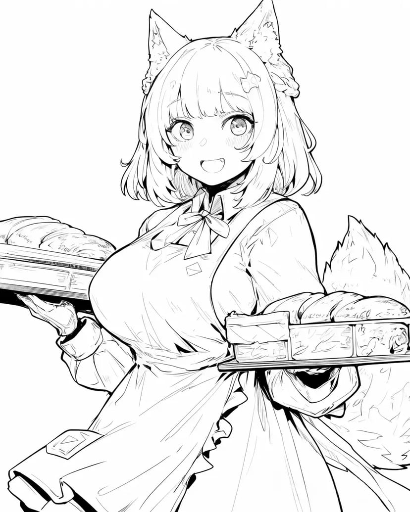 パンを抱える狐の少女