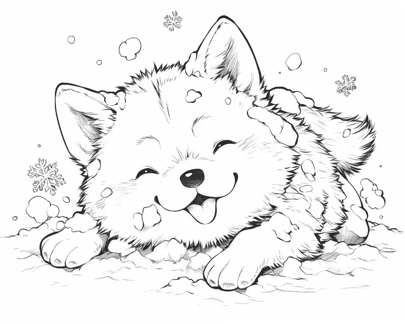 Anak Anjing di Salju