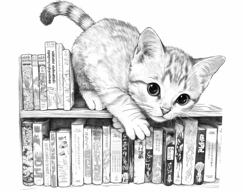 本棚の子猫