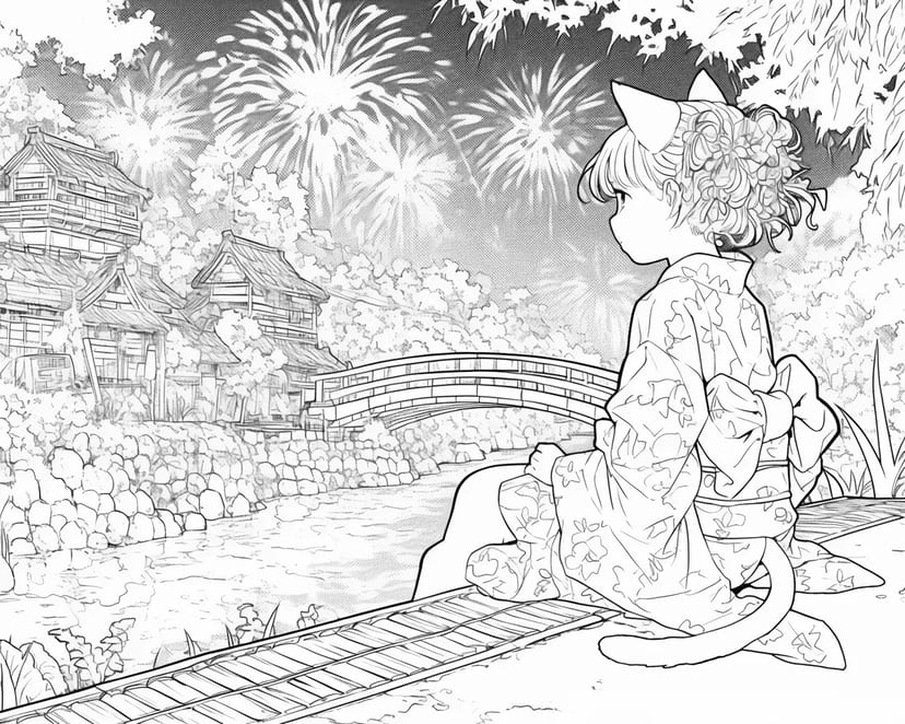 花火と浴衣の夜