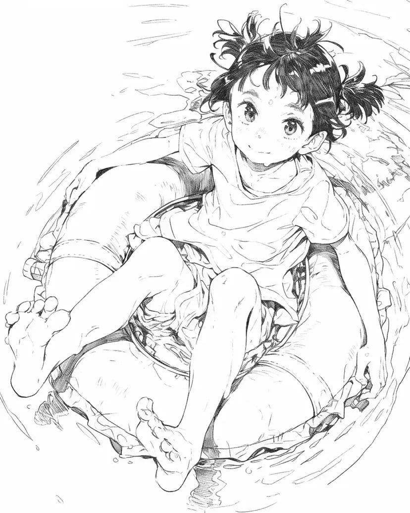 水の上で浮かぶ子供