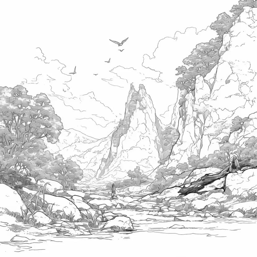 静かな渓谷の風景