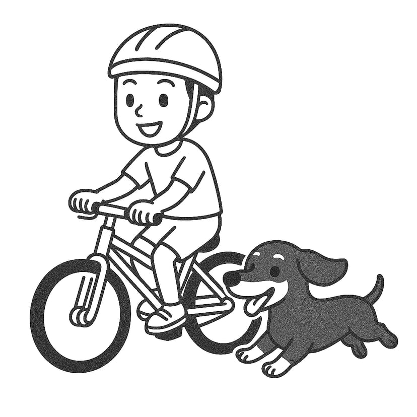 自転車と犬の冒険