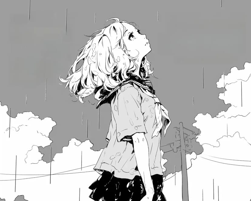 雨の中の少女