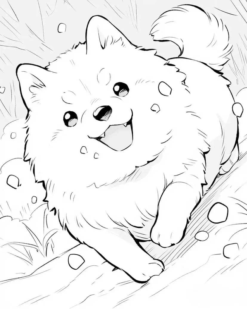 雪の中で遊ぶ子犬