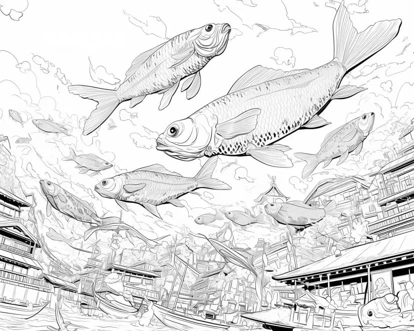 空を泳ぐ魚の街