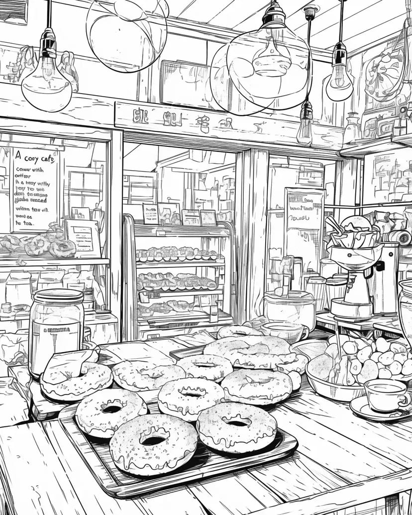 Un Café Douillet avec des Donuts