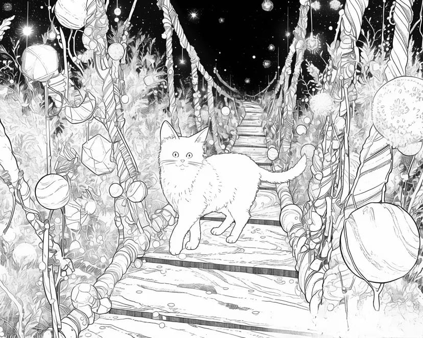 星空の橋を渡る猫