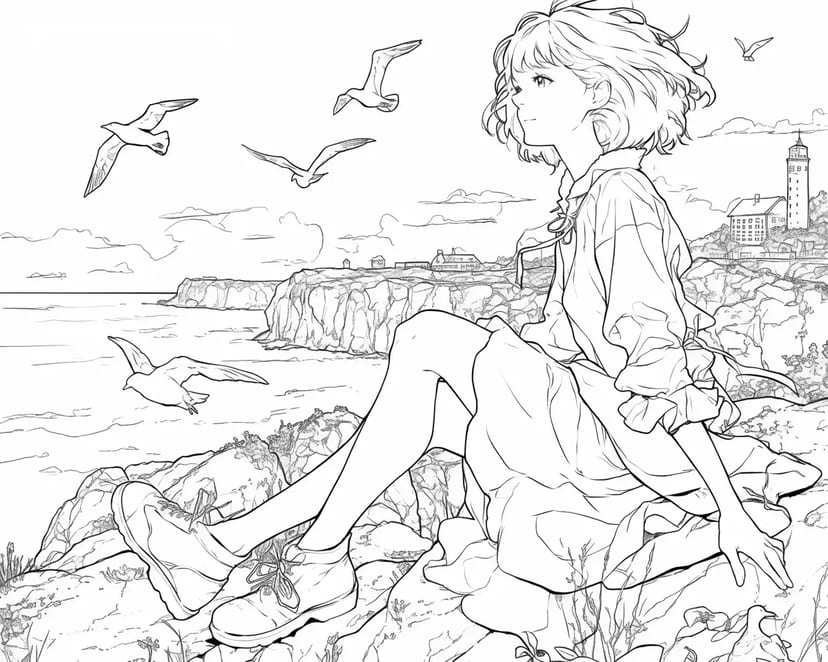 海辺で夢見る少女