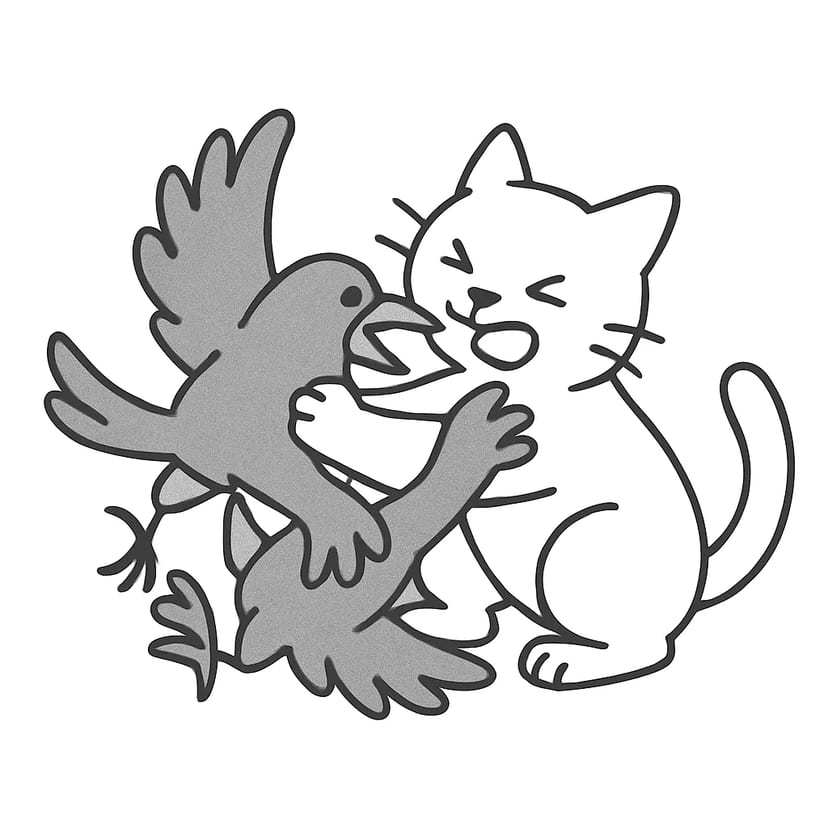 猫とカラスの出会い